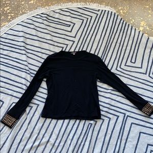 Bejeweled black long sleeve top